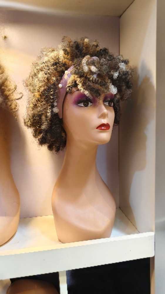 Babe curl afro puff headband wig